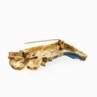 Брошь "Цветы Тюльпанов в Сапогах", цветная в чернёном золоте Брошь "Цветы Тюльпанов в Сапогах", цветная в чернёном золоте