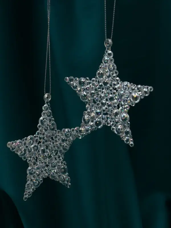 Ёлочные игрушки 2 шт. &laquo;Зимнее волшебство. Звезда - магия&raquo;, 9.5 см, прозрачный