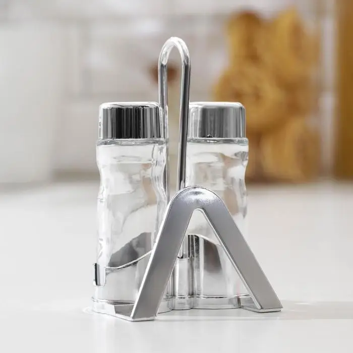 Набор для специй на подставке Доляна «Эксклюзив», 40 мл, 3 предмета: салфетница на пластиковой подставке, 2 солонки Набор для специй на подставке Доляна «Эксклюзив», 40 мл, 3 предмета: салфетница на пластиковой подставке, 2 солонки