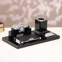 Набор настольный, органайзер 4 в 1 с визитницей и часами, 34&times;17&times;13 см