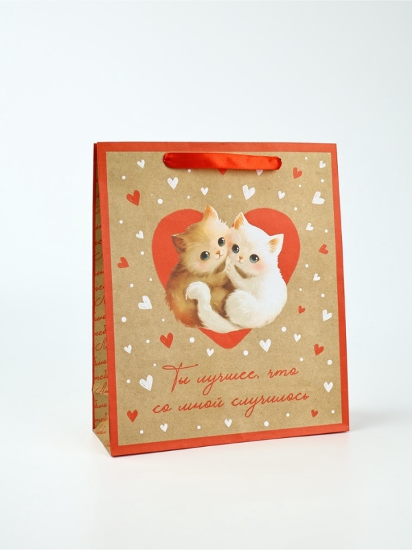 Пакет подарочный крафтовый «Люблю тебя», M 25,5 × 9 × 30 см Пакет подарочный крафтовый «Люблю тебя», M 25,5 × 9 × 30 см