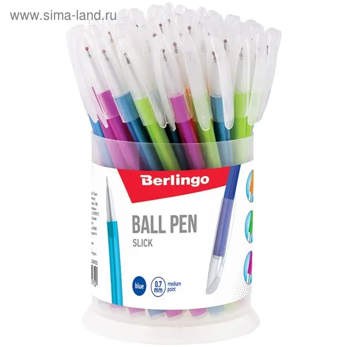 Ручка шариковая 0.7 мм, Slick, чернила синие, игольчатый стержень, МИКС