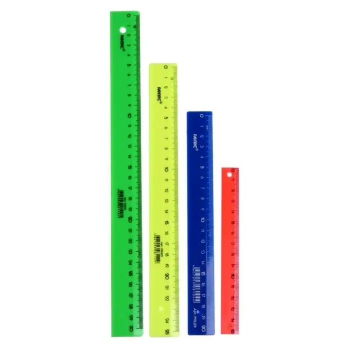 Набор пластиковых линеек Calligrata, 4 штуки (15, 20, 25 и 30 см), непрозрачные, МИКС