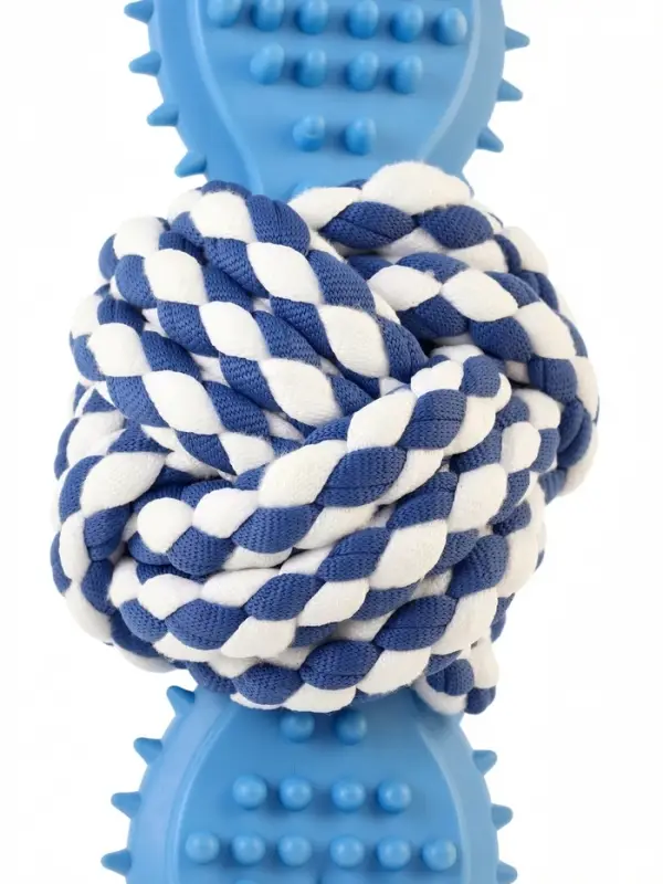 Игрушка канатная "Мяч с костью", до 11 см, до 55 гр, синяя