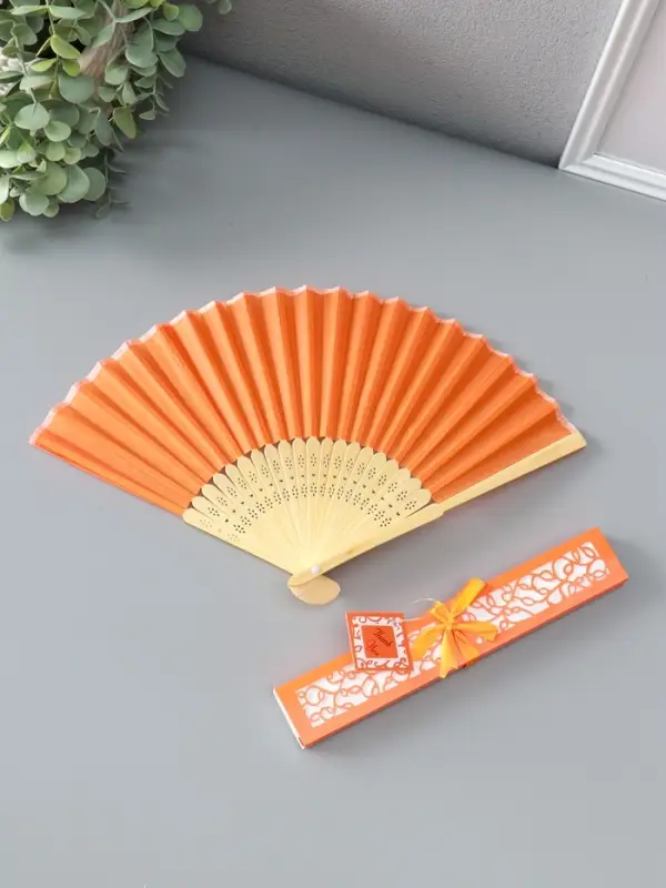 Веер складной h=21 см &laquo;Моноцвет&raquo;, в коробке, оранжевый