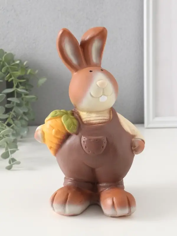 Копилка (гипс) Кролик-фермер Кофе шоколад, 20.5х12х11 см Копилка (гипс) Кролик-фермер Кофе шоколад, 20.5х12х11 см