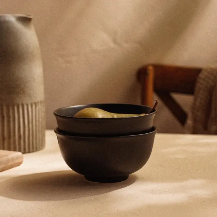 Салатники SL Home &laquo;Дарк&raquo;, 750 мл, d=15 см, набор 2 шт., фарфор, чёрные