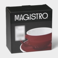 Кофейная пара фарфоровая Magistro Coffee time, 2 предмета: чашка 200 мл, блюдце d=14,5 см, цвет красный