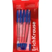 Набор ручек шариковых ErichKrause R=301 Stick Grip, 8 штук, узел 1 мм, синие чернила