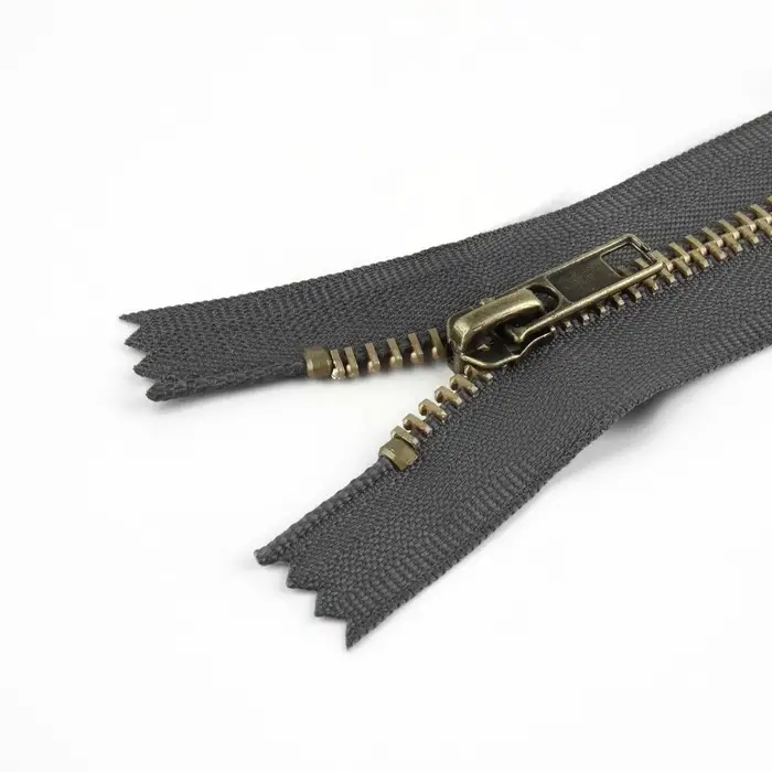 Молния металлическая, №5, неразъёмная, замок автомат, 18 см, серая