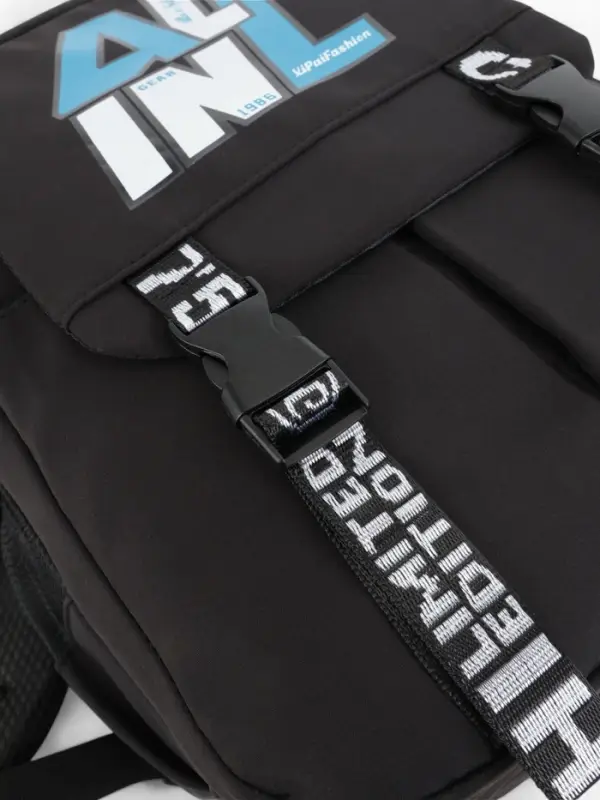 Рюкзак школьный на молнии, с карманами, принтом, размер 28×11×41 см, чёрный/голубой/белый Рюкзак школьный на молнии, с карманами, принтом, размер 28×11×41 см, чёрный/голубой/белый