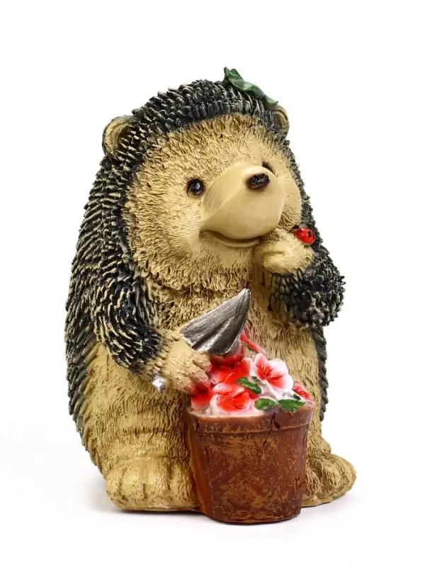 Садовая фигура из полистоуна &laquo;Ёжик с цветочным горшком&raquo;, 20&times;17&times;26 см