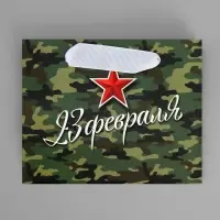 Пакет подарочный ламинированный, упаковка, «С 23 февраля», S 15 х 12 х 5.5 см