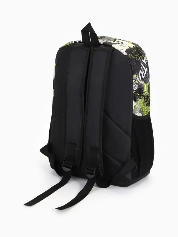 Рюкзак школьный на молнии, с карманами, с принтом, размер 30&times;13&times;42 см, жёлтый/серый