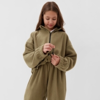 Толстовка флисовая для девочки MINAKU: Fleece Soft, цвет светло-зелёный, рост 158 см