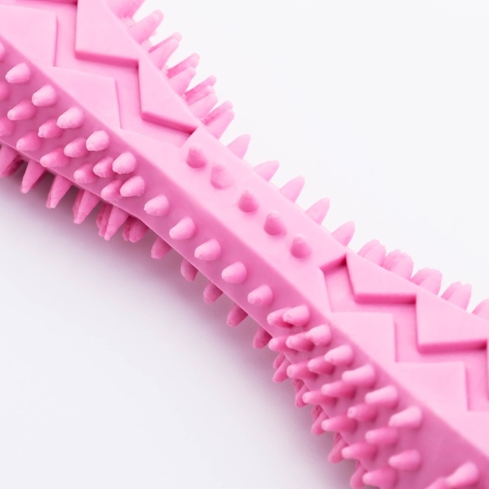 Игрушка для лакомств и сухого корма "Чистилка", TPR,  массажная, 14 х 3,6 см, розовая