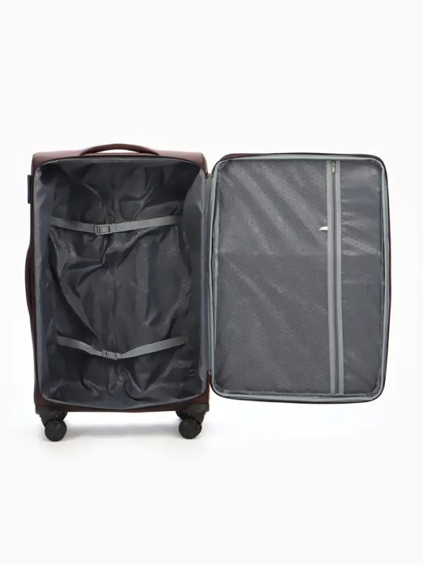 Чемодан на колёсах TEXTURA, кодовый замок, текстильный, с увеличением, 47&times;30&times;78 см, 28", коричневый