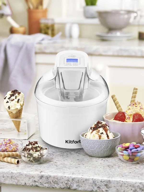 Мороженица электрическая 12 Вт 1.5 л КТ-1808 Мороженица электрическая 12 Вт 1.5 л КТ-1808