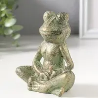 Сувенир чугун "Лягуха - дзен" зелёная патина 10х11,5х4,5 см