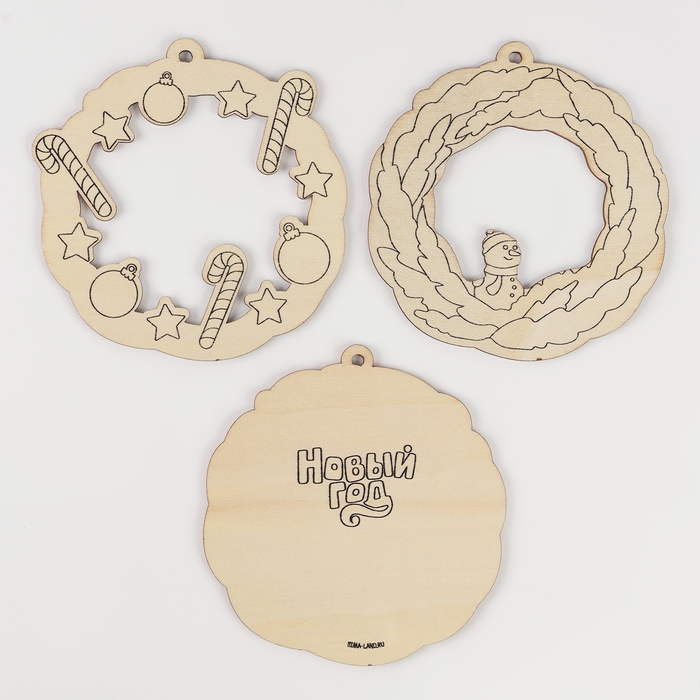 Ёлочная подвеска из дерева своими руками на новый год «Венок», новогодний набор для творчества Ёлочная подвеска из дерева своими руками на новый год «Венок», новогодний набор для творчества