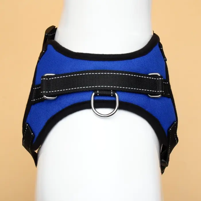 Шлейка К7, размер L, ОГ 64-86 см, вес 18- 27.5 кг, мягкая, светоотражающая, синяя