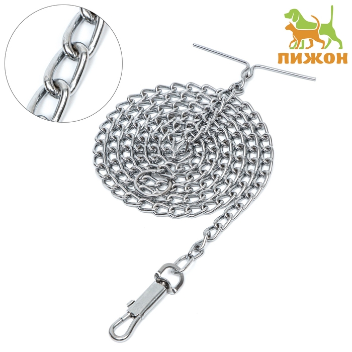 Цепь для привязи собак мелкокалиберная, 1,8 м, толщина проволки 3 мм Цепь для привязи собак мелкокалиберная, 1,8 м, толщина проволки 3 мм
