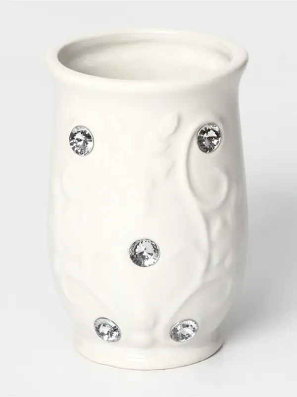 Аксессуары для ванной Доляна &laquo;Изящный барельеф&raquo;, 4 предмета, дозатор 250 мл, мыльница, 2 стакана, белые