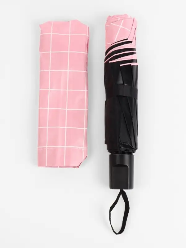 Зонт механический &laquo;Крупная клетка&raquo;, эпонж, 4 сложения, 8 спиц, R=48/55 см, d=96 см, МИКС