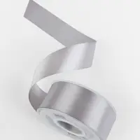 Лента атласная TEIRA, двухсторонняя, 38 мм, 25&plusmn;1 м, цвет серебряный №837