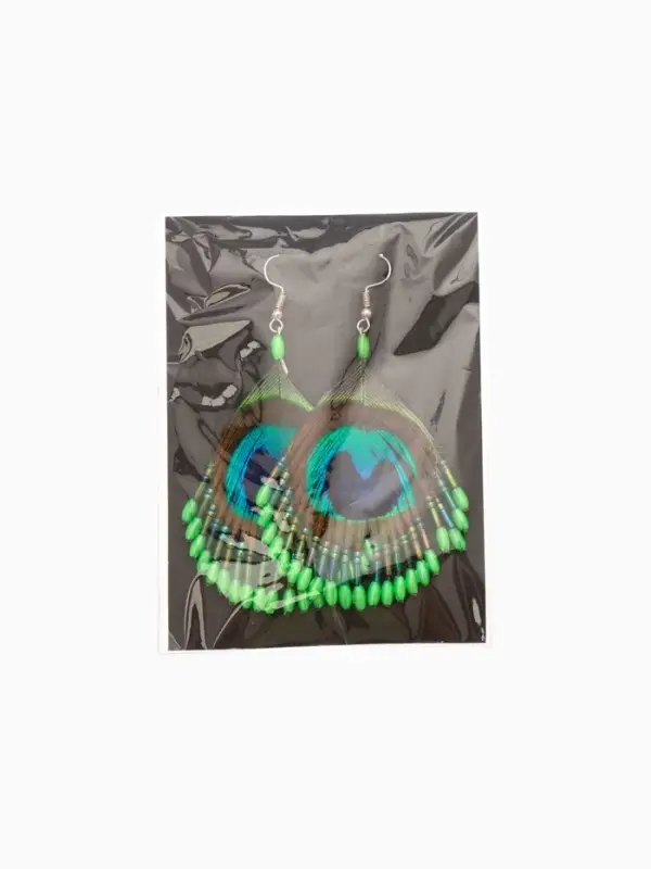 Серьги &laquo;Павлин&raquo;, 5&times;8 см, зелёные