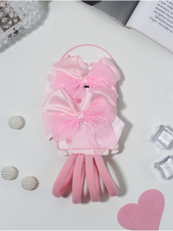 Набор для волос Набор для волос "Школьница галант" (4 резинки 3,5 см, 2 зажима 6 см) крапинка, розовый