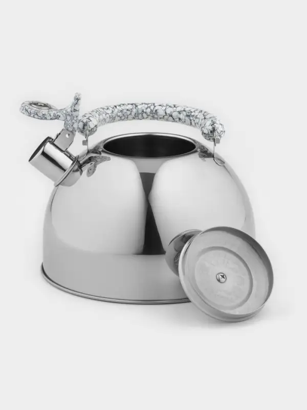 Чайник Доляна &laquo;Мрамор&raquo;, 3 л, со свистком, нержавеющая сталь, хромированный