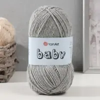 Пряжа для вязания спицами, крючком YarnArt, Baby, 100% акрил, 150 м/50 г, (195 серый)