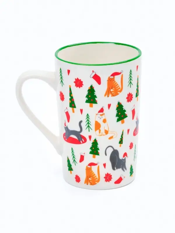 Кружка новогодняя керамическая &laquo;Новогодние коты&raquo;, 385 мл, ручная работа