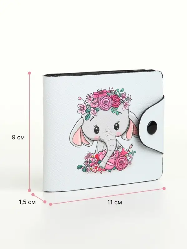 Кошелёк детский &laquo;Слоник&raquo;, маленький, на кнопке, белый