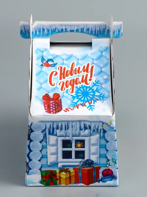 Подарочная коробка новогодняя Подарочная коробка новогодняя "Ледяной домик" 19,3 (233) х 18 х 13 см