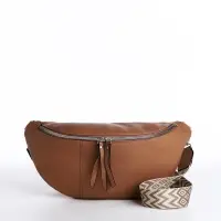 Сумка женская кросс-боди на молнии, 34&times;11&times;17 см, бежевая