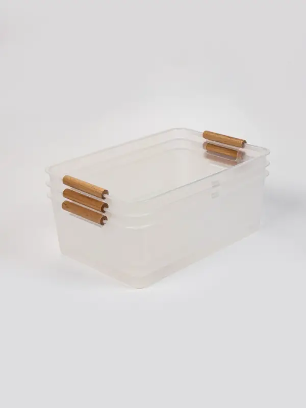 Корзины для хранения Wood Fusion, набор 3 шт.: 33&times;23&times;11 см, пластик, буковое дерево