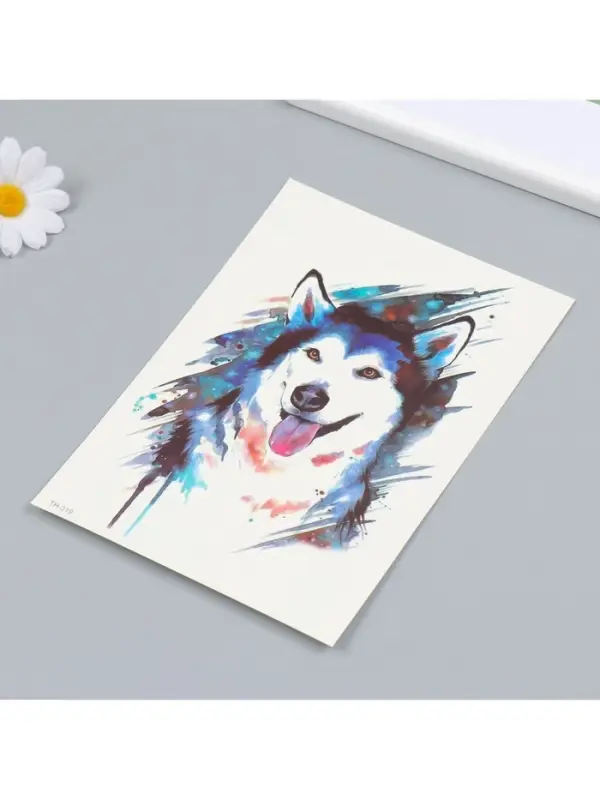 Переводная тату на тело цветная «Хаски», 21×14.8 см