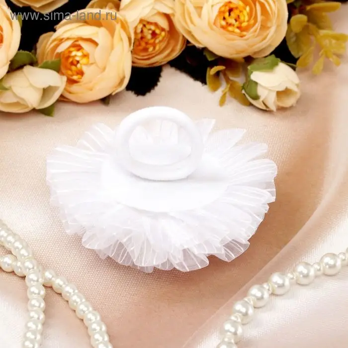 Резинка для волос бант «Школьница», полосатик, d=7 см, белая