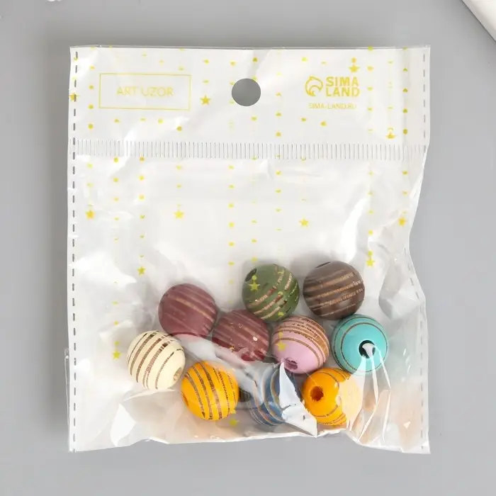 Бусина для творчества дерево "Шарик с полосками" МИКС d=1,6 см