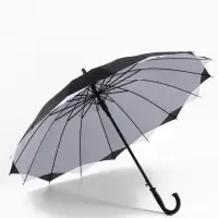 Зонт - трость полуавтоматический &laquo;Однотонный&raquo;, двухслойный, 16 спиц, R=52/60 см, d=104 см, черно-белый
