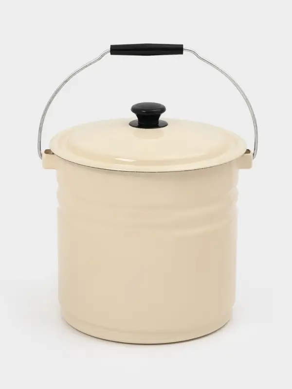 Ведро эмалированное, 12 л, с крышкой и ручкой, слоновое, кости