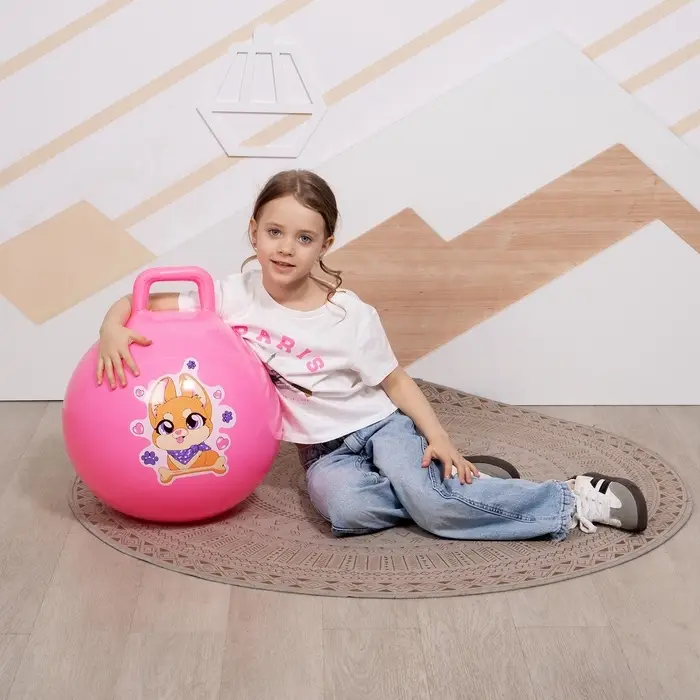 Мяч - прыгун с ручкой ONLYTOP &laquo;Корги&raquo;, d=45 см, розовый