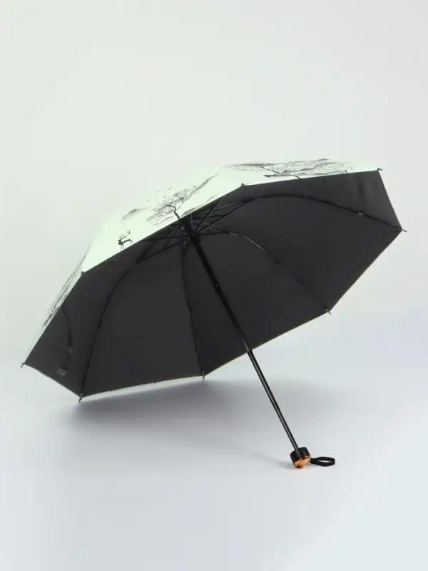 Зонт механический &laquo;Деревья&raquo;, эпонж, 4 сложения, 8 спиц, R=49/56 см, d=98 см, МИКС