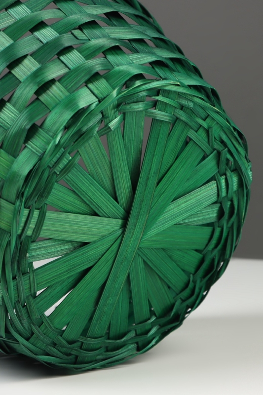 Корзина плетёная, 20×20×9 см, ручка h=25 см, бамбук, зелёная