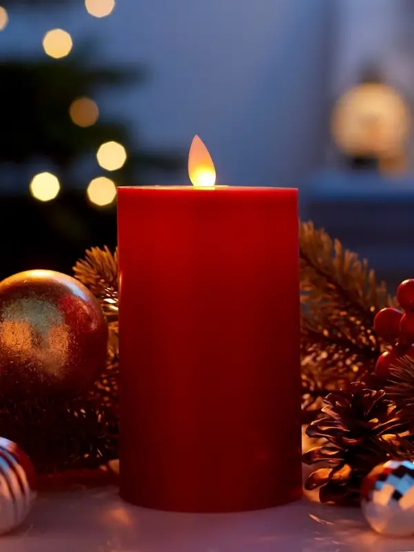 Светодиодная свеча восковая &laquo;Глубокий красный&raquo;, 15&times;7 см, от батареек АААx3, свечение тёплое белое