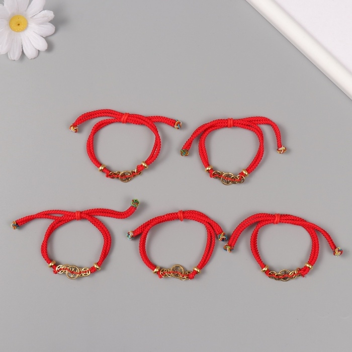 Браслет фен-шуй Браслет фен-шуй "Монетки" регулируемая длина набор 5 шт