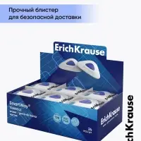 Ластик с держателем ErichKrause SmartWay Triangle, треугольный, средней жёсткости, гипоаллергенный, в пакете с европодвесом