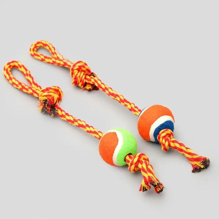 Игрушка тренировочная канатная, до 125 г, до 45 см, с мячом, цвет МИКС
